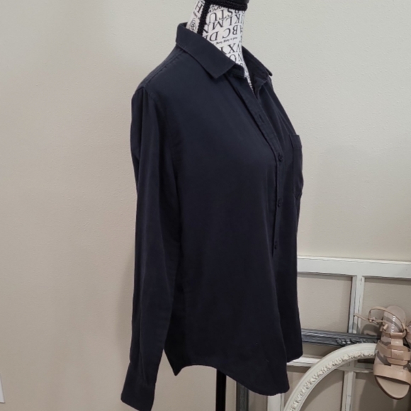 Everlane Womens SZ 2 Silky 100% Cotton relaxed boyfriend button down Indigo Blue - Picture 6 of 11